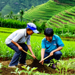 **Prompt 1: Community Empowerment and Sustainable Livelihoods**
    A diverse group of Vietnamese community members, including adults and older youth, fully clothed in modest, practical work attire, are actively engaged in a reforestation project in a lush, mountainous region. They are planting young trees with care and determination, some are smiling with hope and unity. The scene conveys a strong sense of community cooperation, sustainable development, and environmental education. The background shows vibrant green hills with newly planted saplings. safe for work, appropriate content, fully clothed, family-friendly, perfect anatomy, correct proportions, natural pose, well-formed hands, proper finger count, natural body proportions, professional photography, high quality.