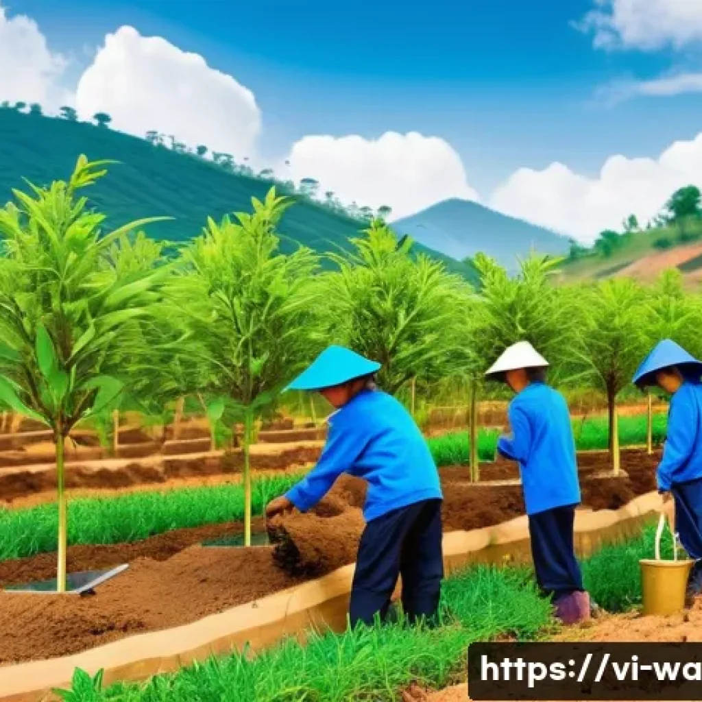 탄소 격리 식재의 지역사회 통합 방안 - A vibrant community tree planting event in the Central Highlands of Vietnam featuring diverse partic...
